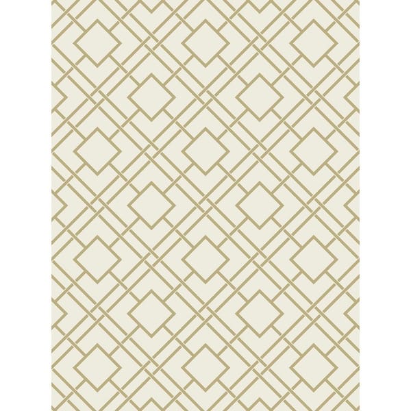 Seabrook Designs 60.75 sq. ft. Metallic Biscotti Byberry Lattice Paper Unpasted Wallpaper Roll