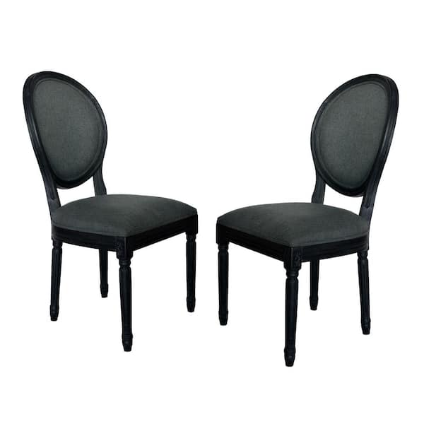 Noble House Hiro Traditional Dark Gray Fabric Armless Dining Chairs ...