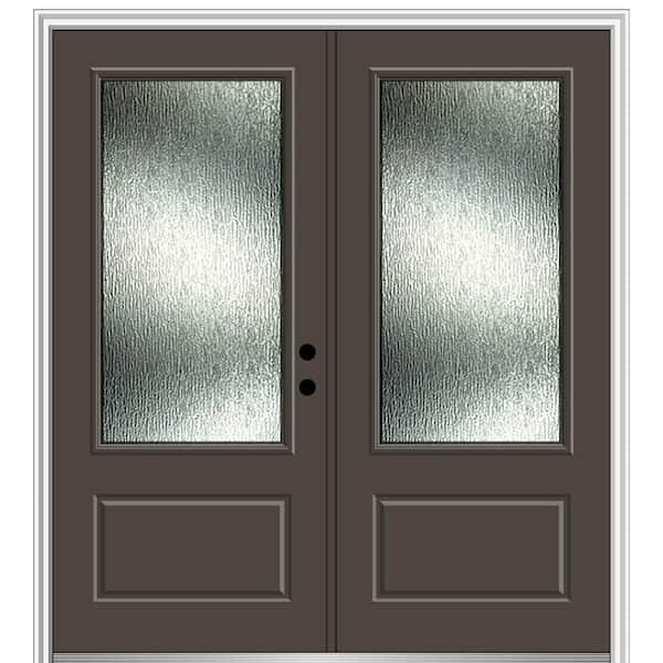 MMI Door Rain Glass 72 in. x 80 in. Left-Hand Inswing 3/4 Lite 1-Panel Painted Brown Prehung Front Door on 4-9/16 in. Frame