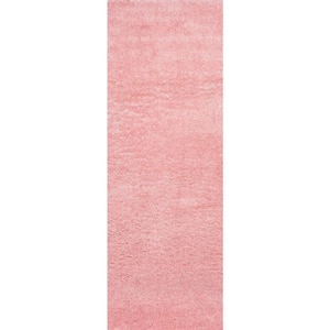 Gynel Solid Shag Baby Pink 3 ft. x 8 ft. Runner