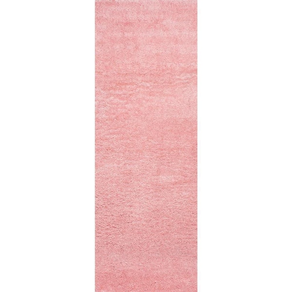 nuLOOM Gynel Solid Shag Baby Pink 3 ft. x 8 ft. Runner