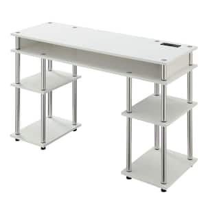 Designs2Go 47.25 in. W White No Tools Student Desk with Charging Station