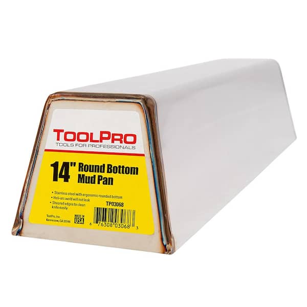 ToolPro 14 in. Stainless Steel Mud Pan with Rounded Bottom