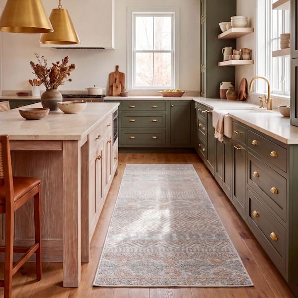 Madison 2 ft. x 8 ft. Gray Tribal Runner Rug