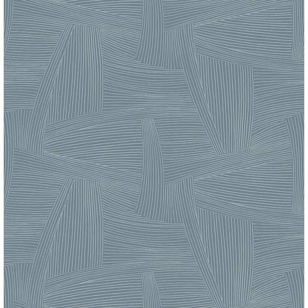 A-Street Prints Reid Blue Woven Geometric Non-Pasted Wallpaper Sample