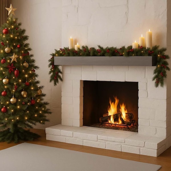 72 in. W x 9 in. D Grey Decorative Wall Shelf,Fireplace Mantel,Rustic Fireplace Mantle Shelf,Floating Fireplace Mantel