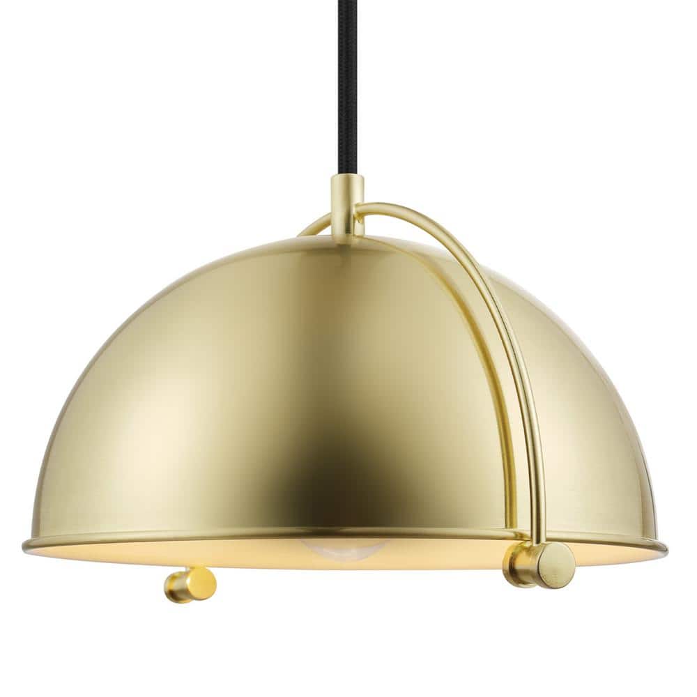 Dolores Matte Brass Glass Bowl Pendant Light with LED Bulb