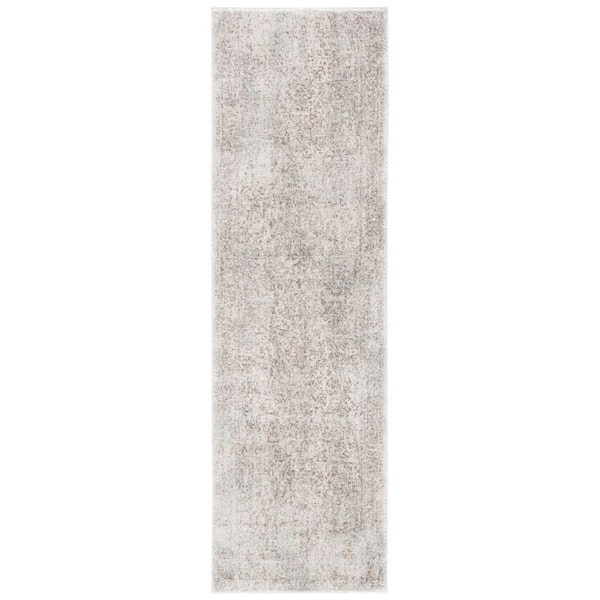 Evoke Ivory/Taupe 2 ft. x 15 ft. Distressed Border Medallion Runner Rug