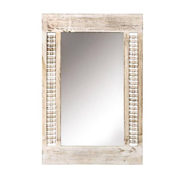 Unbranded Maharaja 36 in. x 24 in. Wood Framed Mirror in Sandblast White