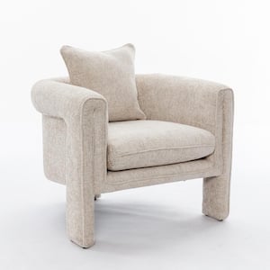 Modern Beige Polyester Upholstered Arm Chair, Accent Chair for Living Room, Guest Room, Office