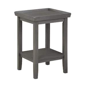 Ledgewood 18 in. Wirebrush Dark Gray 26 in. Square Wood End Table with Shelf