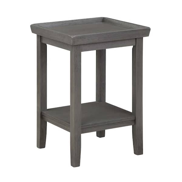 Convenience Concepts Ledgewood 18 in. Wirebrush Dark Gray 26 in. Square Wood End Table with Shelf