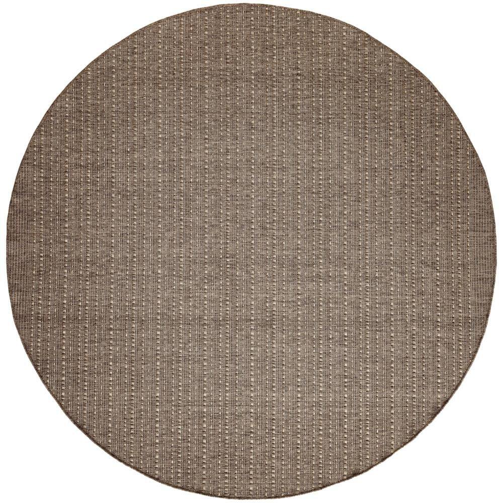 Nourison Tulum Brown 8 ft. Round All-Over Design Contemporary Round ...