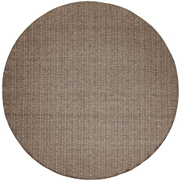 Tulum Brown 8 ft. Round All-Over Design Contemporary Round Area Rug