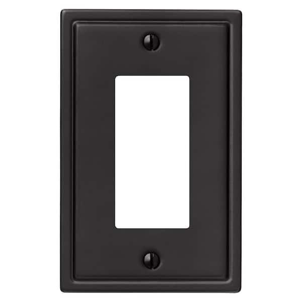 AMERELLE Sinclair Insulated 1-Gang Matte Black Decorator/Rocker Stamped Steel Wall Plate