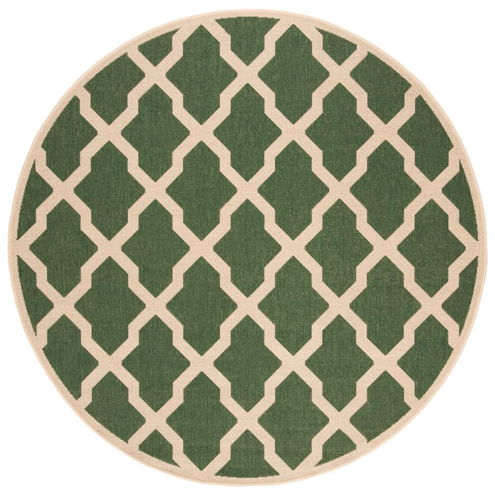 Beach House Green/Creme 7 ft. x 7 ft. Round Trellis Geometric Indoor/Outdoor Area Rug price history on PriceWatchPro
