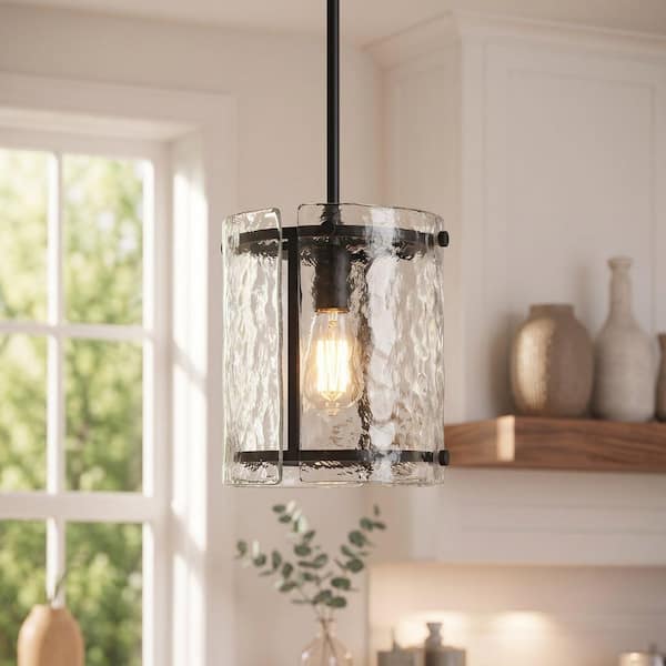 Fortress 1-Light Earth Black Shaded Pendant