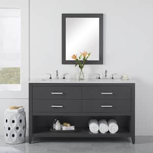 Staghorn 61 in. W x 19 in. D x 36 in. H Double Sink  Bath Vanity in Shale Gray with Silver Ash Solid Surface Top