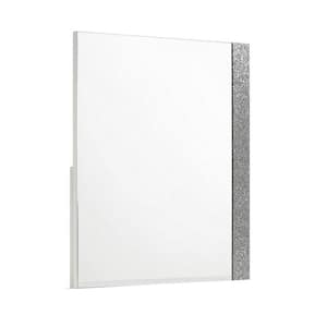 White and Silver 39.37 in. W x 1.34 in. H Modern Rectangle Wood Dresser Mirror