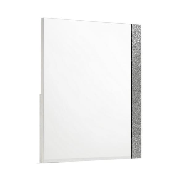 Benjara White and Silver 39.37 in. W x 1.34 in. H Modern Rectangle Wood Dresser Mirror