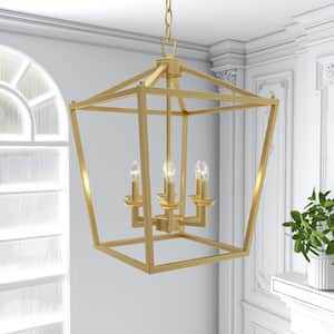 6-Light Soft Gold Rustic Metal Hanging Lighting Fixture Farmhouse Light Fixture