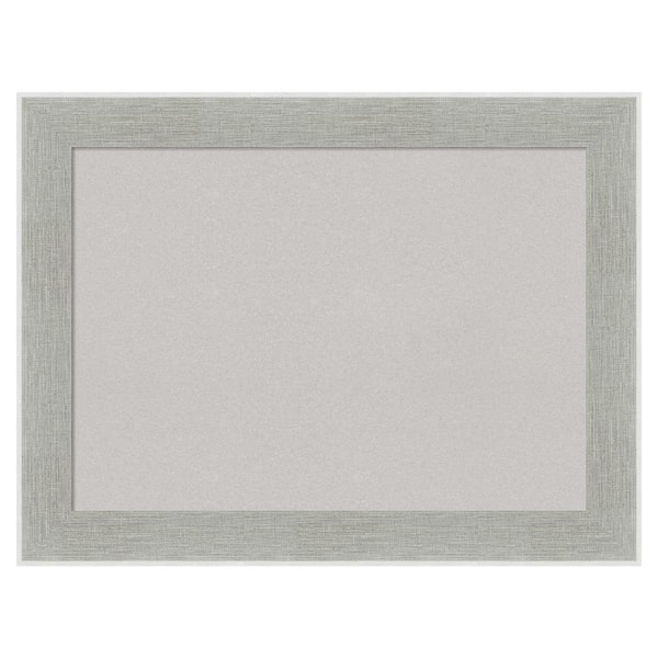Amanti Art Glam Linen Grey Framed Grey Corkboard 33 in. x 25 in Bulletin Board Memo Board
