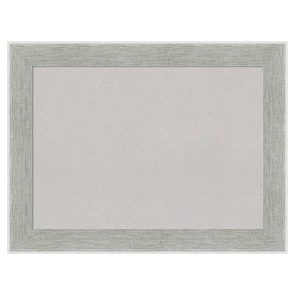 Amanti Art Glam Linen Grey Framed Grey Corkboard 33 in. x 25 in Bulletin Board Memo Board