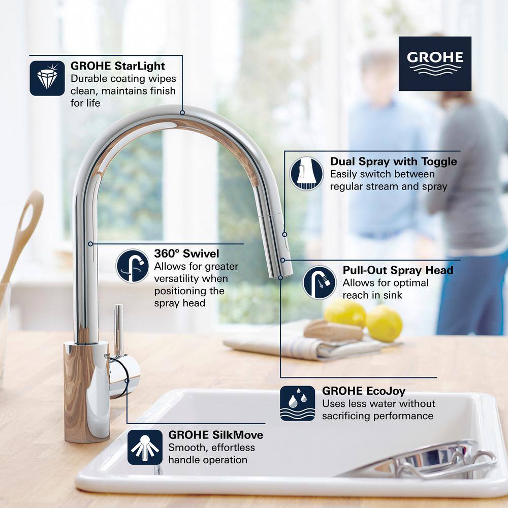 Chrome Modern Pull-Down Single Handle Kitchen Faucet