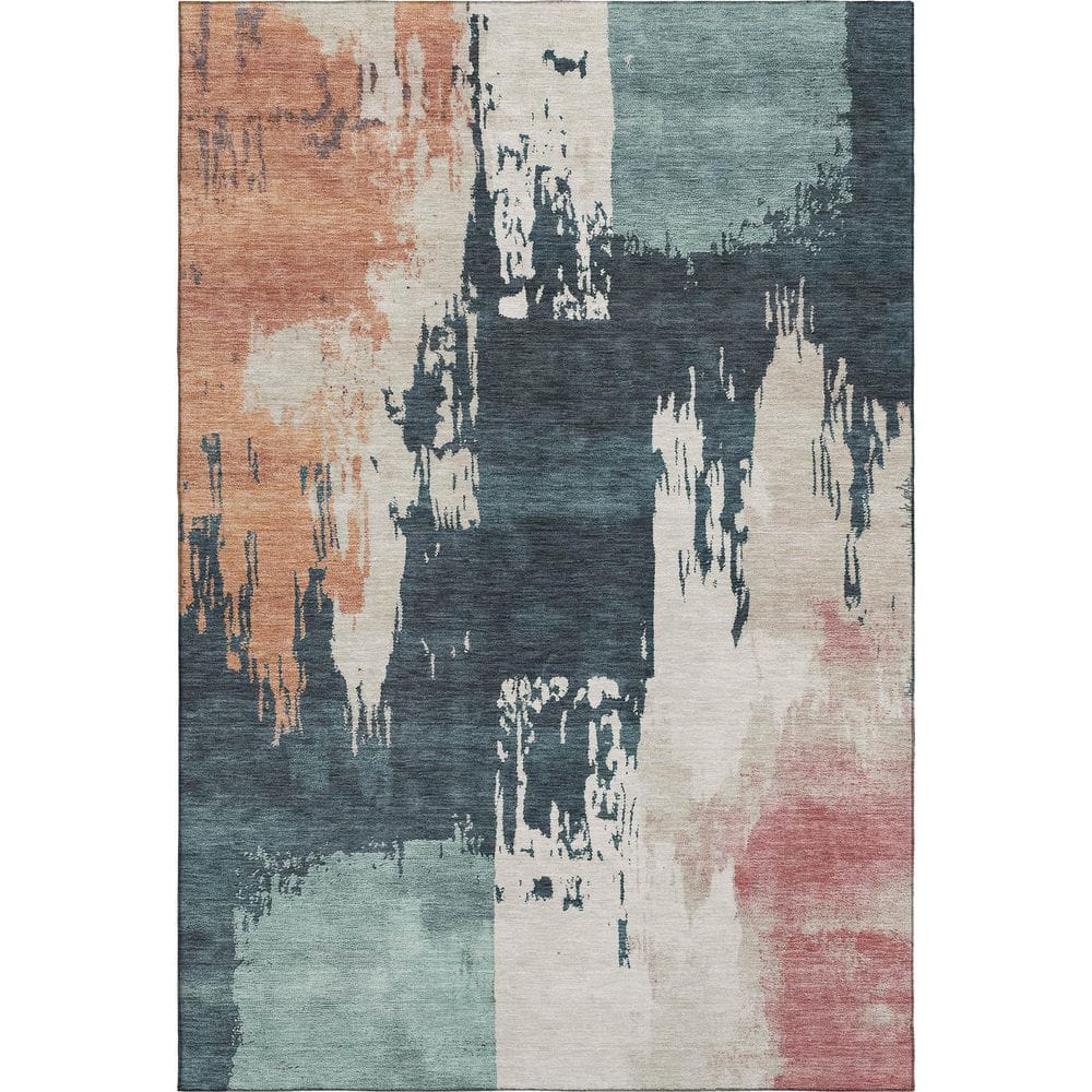 Mayfield Premium Machine Washable Abstract AMF2347 Teal 5 ft. x 7 ft. 6 in. Area Rug price history on PriceWatchPro