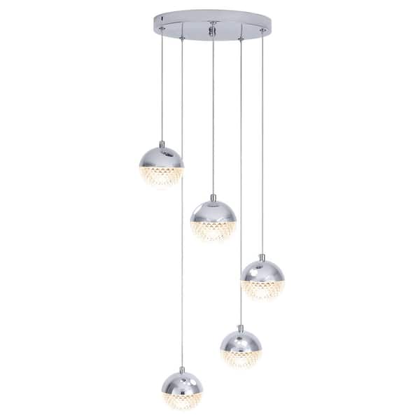 ADSENSTY Modern 5-Light Chrome Pendant Light for Dining Room