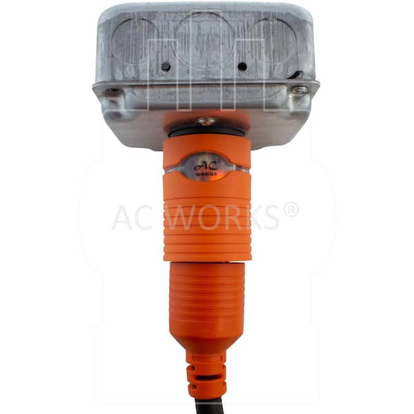 AC Works Adapter L6-20P 20 Amp 250-Volt Plug to NEMA 6-15/20R 15/20 Amp 250-Volt Connector, Orange