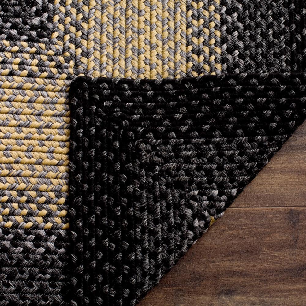 Black and Gray Braided Reversible Runner Rug