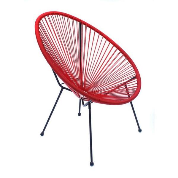 Ejoy Acapulco Red Woven Lounge Chair for Indoor and Outdoor Patio