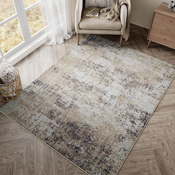 Mist Brown 4 ft. x 6 ft. Modern Abstract Area Rug