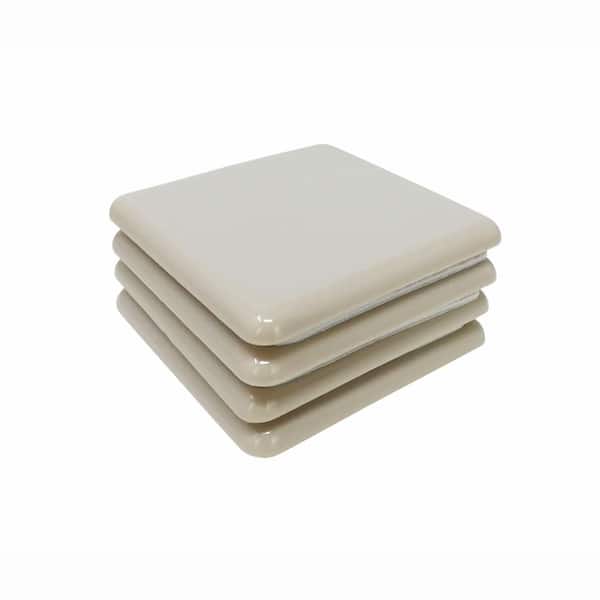 Everbilt 2-1/2 in. Beige Square Self-Adhesive Plastic Heavy Duty Furniture Slider Glides for Carpeted Floors (4-Pack)