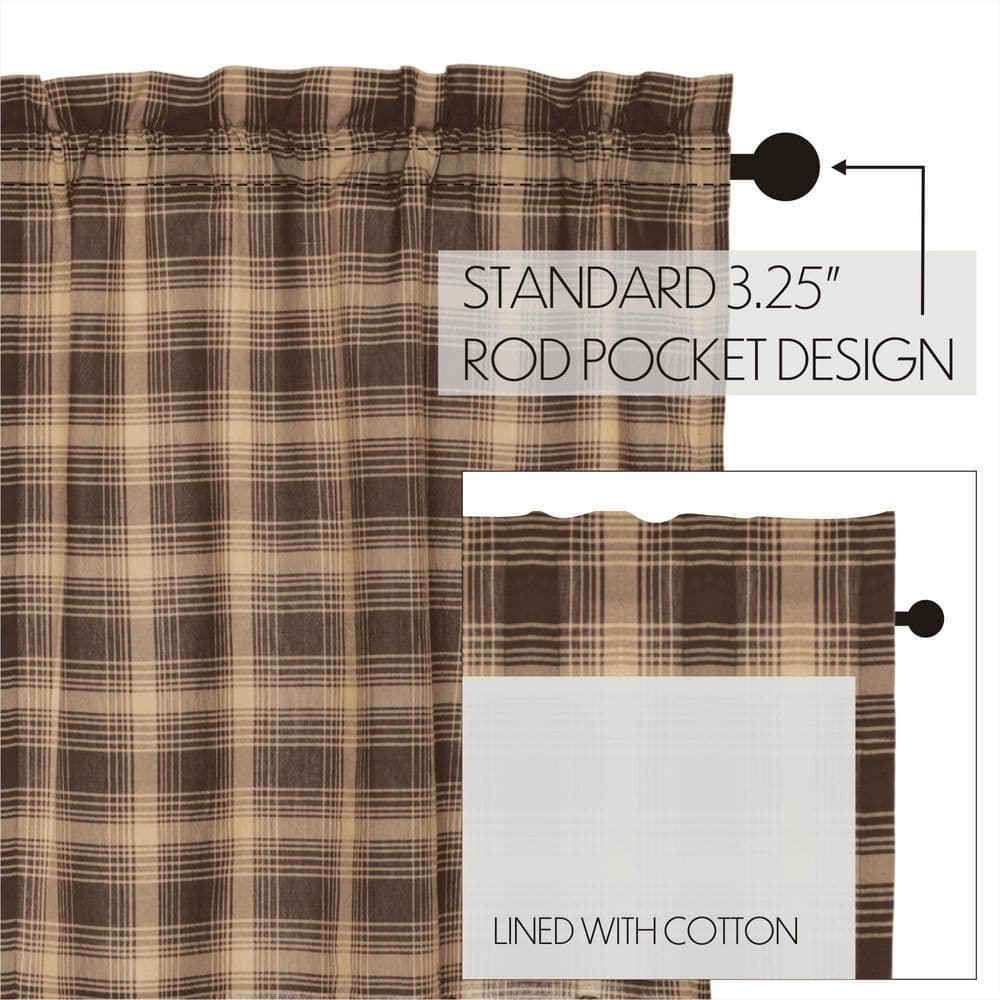 Woodland Brown and Khaki Plaid Cotton Scalloped Valance, 16x72