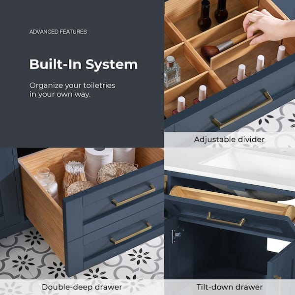 OVE Decors Tahoe 72 in. Double Sink Midnight Blue Bath