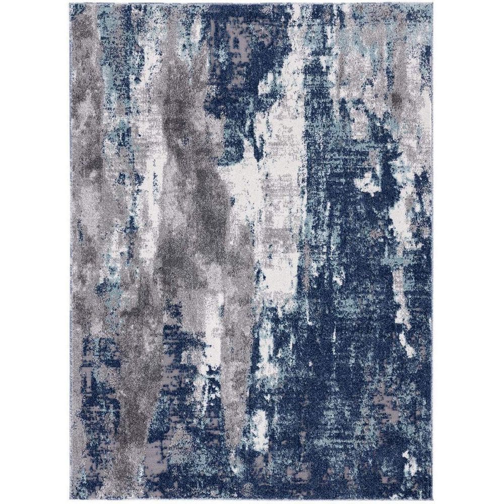 Blue 5 ft. x 7 ft. Abstract Indoor/Outdoor Polypropylene Area Rug