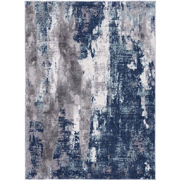 Blue 5 ft. x 7 ft. Abstract Indoor/Outdoor Polypropylene Area Rug A46A1 ...