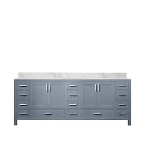Jacques 84 in. W x 22 in. D Dark Grey Double Bath Vanity and Carrara Marble Top