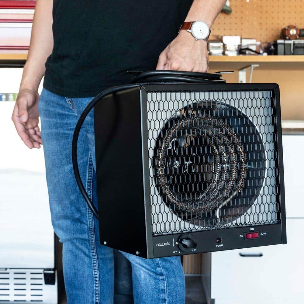 Portable Black Stainless Steel Electric Garage Heater with Thermostat
