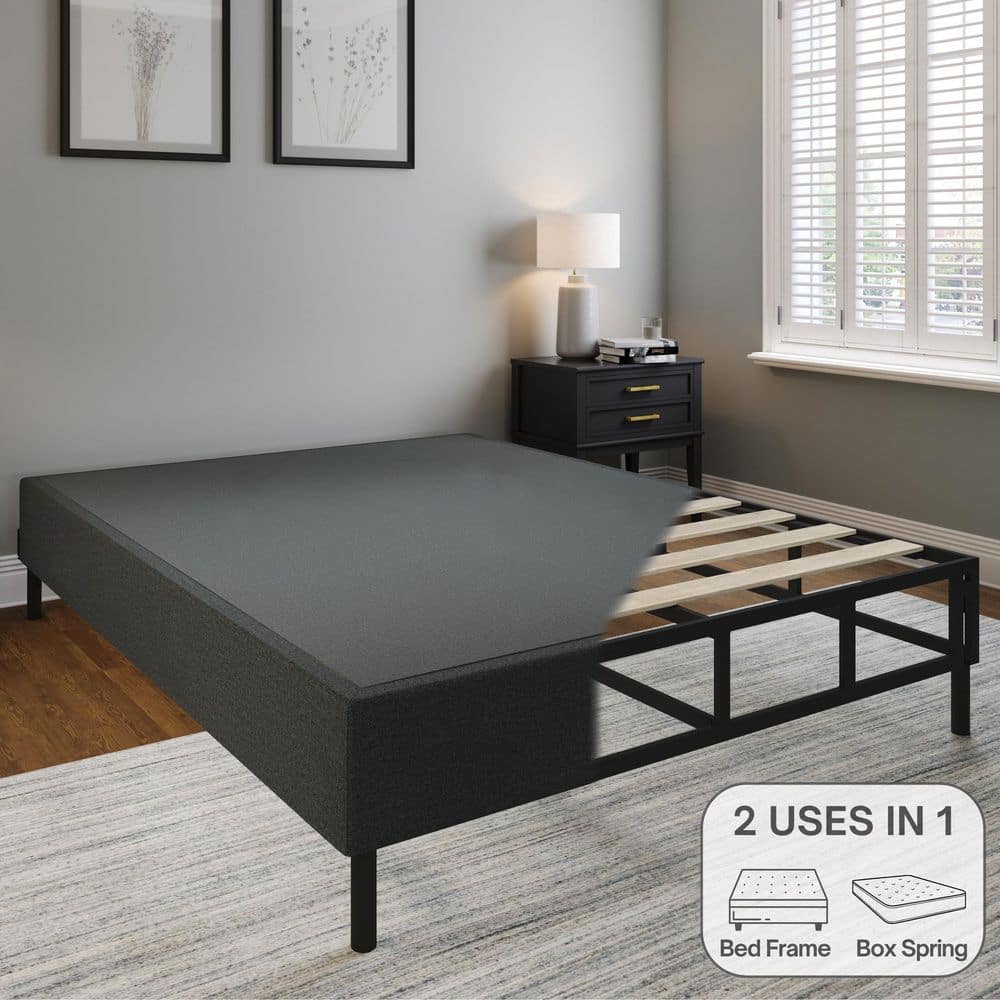 Boyd Sleep 2-in-1 King Metal Mattress Foundation and Bed Frame, Box Spring with Removable Legs, Roll Out Slats, Easy Assembly