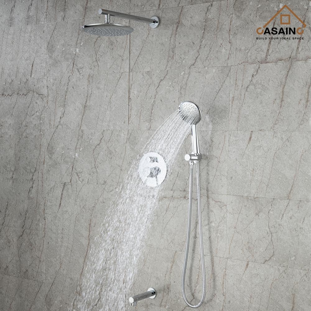 Chrome Multi-Head Rain Shower System with Handheld
