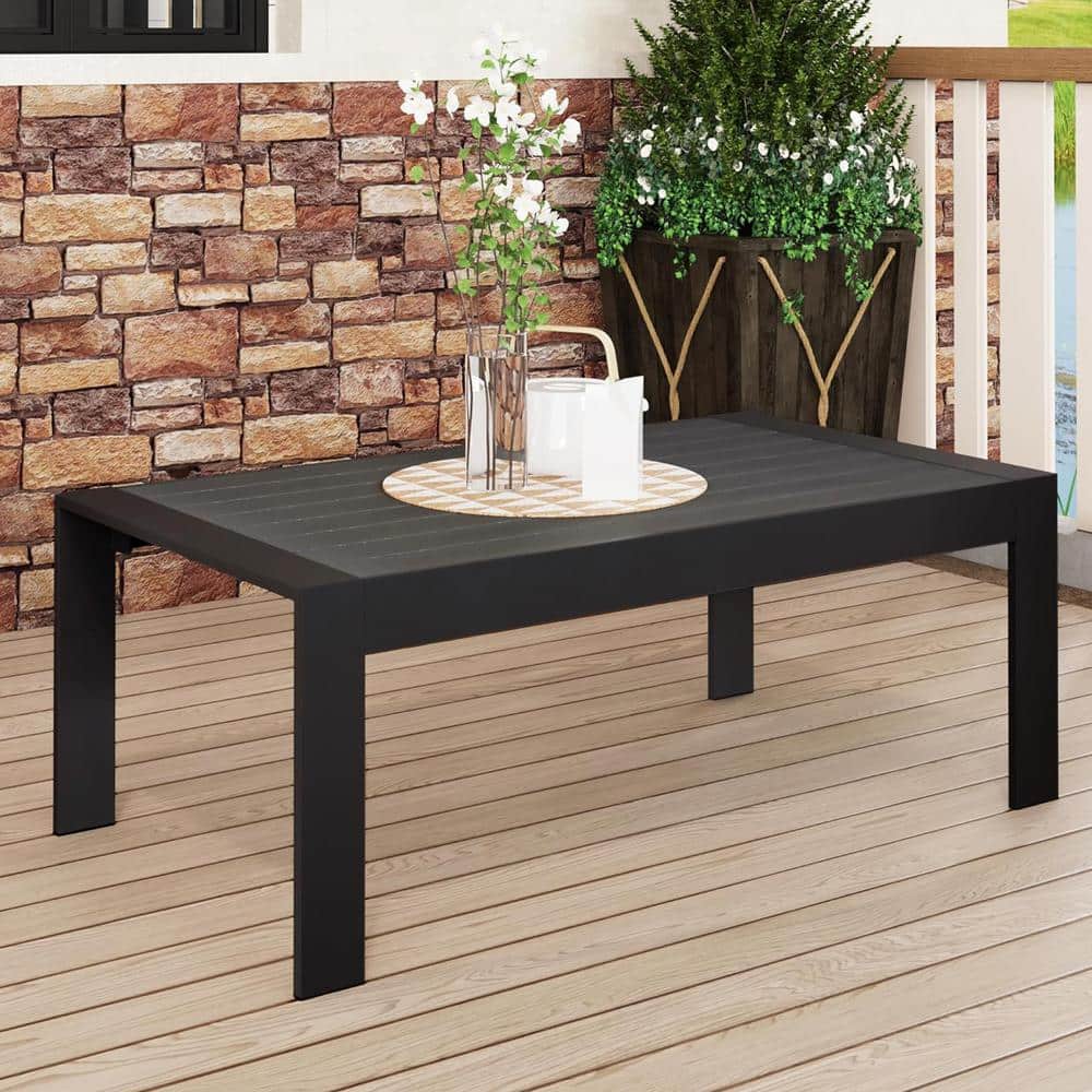 Black Aluminum Modern Outdoor Rectangle Coffee Table