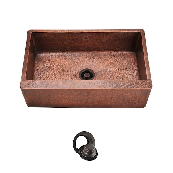 MR Direct Farmhouse Apron Front Copper 33 in. Single Bowl Kitchen Sink with Flange