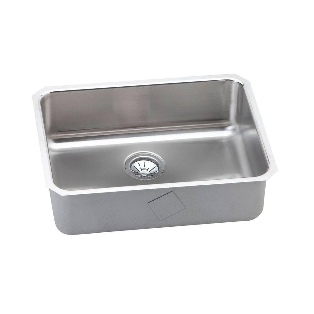 Elkay Lustertone Undermount Stainless Steel 25 in. Single Bowl Kitchen ...
