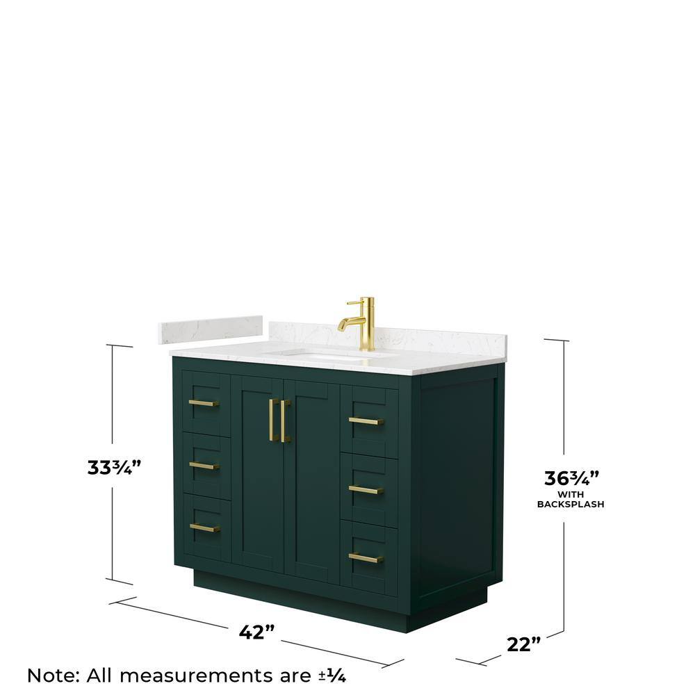 Miranda 42" Green Freestanding Single Bathroom Vanity with Marble Top