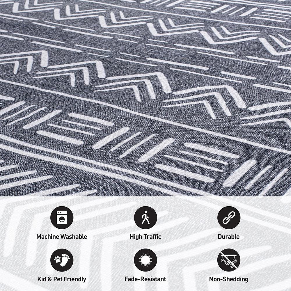 Gray Geometric Flat Woven Synthetic 10' x 14' Area Rug