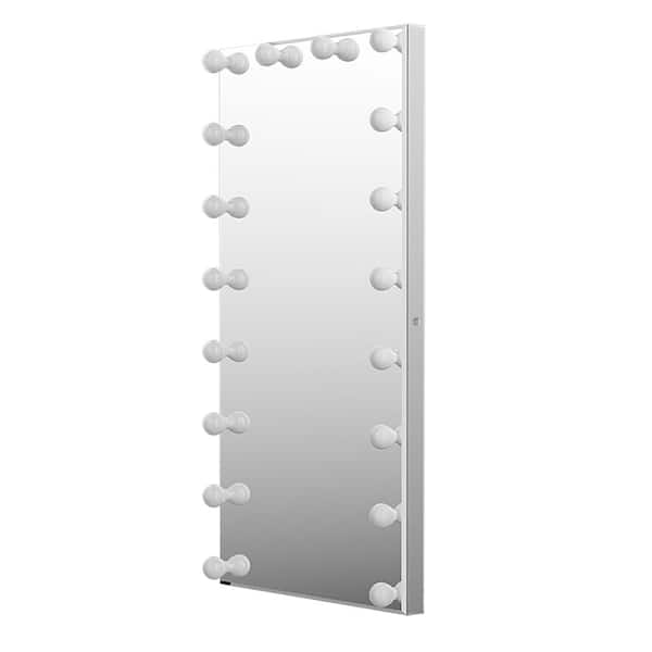 Hollywood 28 in. W x 70 in. H Framed LED Bathroom Vanity Mirror in Silver