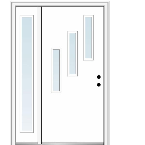 MMI DOOR Davina 48 in. x 80 in. Left-Hand Inswing 3-Lite Clear Low-E Primed Fiberglass Prehung Front Door on 4-9/16 in. Frame